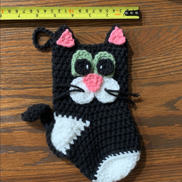 {Stocking} Charming Black & White Cat Stocking - Picture 4 of 6